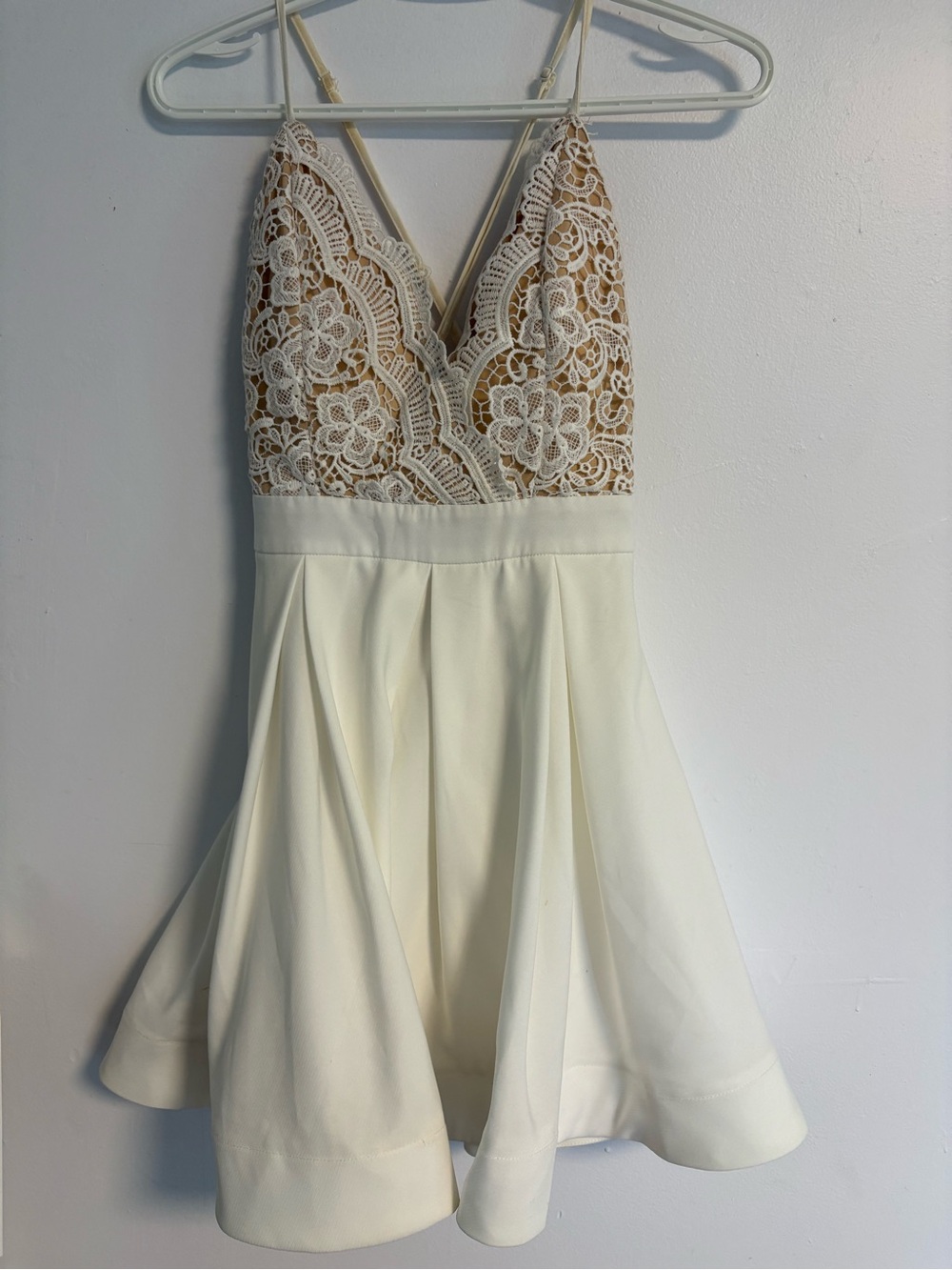 Cream Lace Bodice Fit-and-Flare Formal Dress